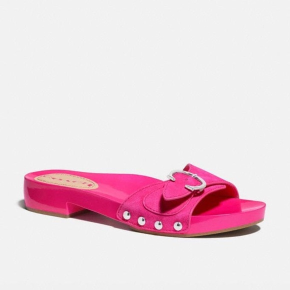 New with Box Coach Bleeker Suede Sandal shocking pink women’s sz 7 - Picture 2 of 16